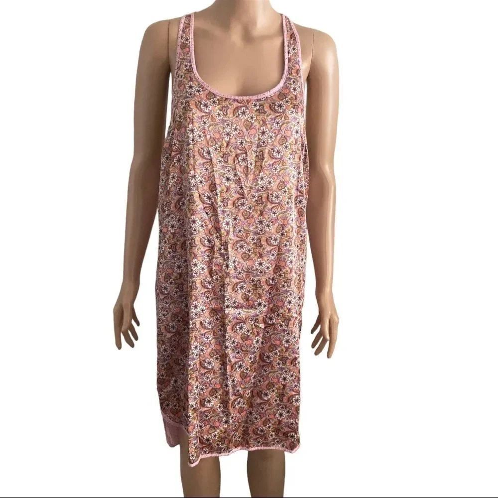 Victorias Secret Tunic Shirt Dress Womens M Floral T strap Pink